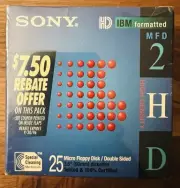 Sony 25MFD-2HD Micro Floppy Disks 3.5" IBM Formatted 25 Pack NEW