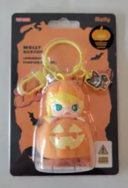 Authentic POP MART - Molly Halloween Pumpkin Glow Keychain Pendant