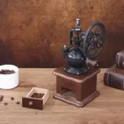 Manual Coffee Grinder Vintage Iron Hand Crank Mill Drawer Brown Rustic Kitchen