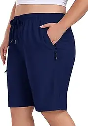 [MoFiz] Women's Plus Size Shorts Hiking Cargo Shorts Quick Dry Golf Active Shorts Lightweight Summer Shorts with Pockets