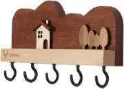 Key Holder for Wall Decorative with 5 Key Hooks Rustic Looking Hanging Racks