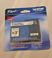 P-Touch Brother TZE-131 Black Print on Clear Tape Indoor & Outdoor - free ship