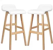 ALFORDSON Wooden Bar Stools Set of 2, Counter Stool High Chair with Low Backrest and Footrest for Home Kitchen, 2X Barstools 74cm Height Countertop Dining Chair(Samuel White)