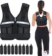 Adjustable Weighted Vest for Men Women: Sportneer 0.9-8 kg / 0.9-19 kg Weight Vest Breathable Fabric Fast Adjust Running Vests with Reflective Strip for Running Strength Training Workout Fitness Exercise
