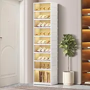 [CIMLORD] 9-Tier Foldable Shoe Rack Organizer for Closet 18Pairs Plastic Shoe Shelf Collapsible Shoes Storage Box Clear Shoe Boxes Stackable with Door Easy Assembly Shoe Cabinet with Lids Large