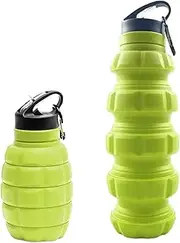 Folding Water Bottle Travel - Camping Cup with Lid | 580ml Foldable Kettle Coffee Mug | Portable Mine-Shaped Sports Hiking Fitness Cup for Running Cycling Mountaineering Picnic Outdoor Use