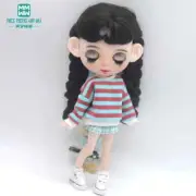 Clothes for doll Fashion striped sweatshirt three piece set fits 28-30cm