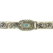 Ladies Embossed Waist Belt Turquoise Buckle Belt for Dress Jeans PU Waist Belt