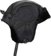 [CVMRBY] Winter Hats,Elderly Leather Lei Feng Cap Cowhide Genuine Winter Hat with Ear Protection Keep Warm