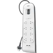 BELKIN BSV804 8 Way Power Board With 2.4A USB Surge Protection