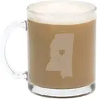 Mississippi State Shape Frosted Clear Glass Mug (10.5 Oz.) Set of 2
