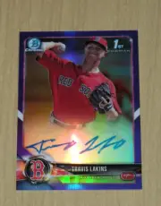 2018 Bowman Chrome auto autograph PURPLE refractor Travis Lakins /250