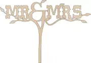 Wedding Cake Topper - Mr and Mrs with Vine and Leaves