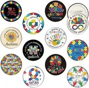 [ParsNuntio] Autism Awareness Party Supplies - Autism Awareness Pin-Back Buttons - Autism Awareness Party Badge Goodie Bag Stuff - Autism Awareness Decorations Buttons - (Set of 12, 2.28 inches)