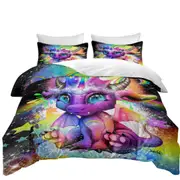 Cute Fantasy Creature Rainbow Lil Dragon Quilt Cover