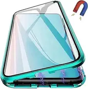 Pingoo Case for Samsung Galaxy A35, Magnetic Titanium Adsorption Metal Bumper with Front and Back Transparent Tempered Glass Flip Cover 360 Degree Full Body Protective Case for Men Women