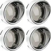 PBYMT 4pcs Smoke Turn Signal Lens Cover 2" Bullet Visor-Style Chrome Bezels Compatible for Harley Davidson Dyna Street Glide Road Softail Custom Cruiser 2000-2019