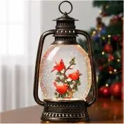 Valentine's Day Snow Globe,Cardinal Snow Globe Lantern with Timer Musical Snowin