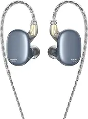 BLON MAX in Ear Monitor,10mm Carbon & 6mm Lightweight Diaphragm, Dual Dynamic Drivers Headphones with Zinc Alloy Cavity HiFi in Ear Monitors Earphones, Detached 2Pin 0.78mm Cable (No Mic, Blue)