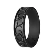 Silicone Wedding Flower Ring - Black by ROQ for Women - 8 mm Ring