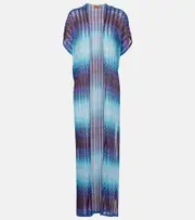 [Missoni] Missoni Zig Zag lamé beach cover-up UK 12 blue