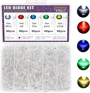 Juasky 400pcs Led Light Diode Assortment Kit，5mm Light Emitting Diodes for Science Experiment DIY Projects