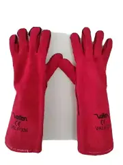 Red Leather Welding Gloves Long Sleeve Small Size Fabrication Fire Pit BBQ Ppe