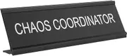 iplusmile Shaped Aluminum Desk Name Plate for Office Readable Chaos Coordinator Sign Stylish Home Office Decor Easy Setup Multifunctional Plaque for Desk Display