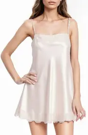 Jewel Badgley Mischka Lace Trim Satin Mini Slipdress in Rose at Nordstrom, Size 2