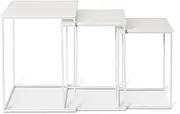 Elme Living Duke Square Side Table Set, White (3 Pieces)