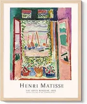 Henri Matisse Canvas Art Prints Poster Matisse Open Window Pictures Wall Art Aesthetic Room Decor Henri Abstract Oil Painting Framed for Living Room Bedroom Bathrooom Home Decoration, 8x10 Inch
