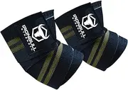 Iron Bull Strength Elbow Wraps (1 Pair) - 40" Elastic Elbow Support & Compression - for Weightlifting, Powerlifting, Fitness, Cross Training & Gym Workout - Elbow Straps for Weight Lifting