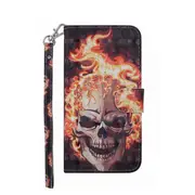 Fire Skull Patterned Drawing Horizontal Flip Leather Case For Iphone Xs Max With Holder and Card Slots and Wallet and Lanyard