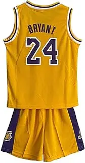 [AUAU] Kobe Bryant Kids Basketball Jerseys Sets,Boys and Girls Lakers Black Mamba Jersey-24# Performance Training Vest&Shorts Child Airy Clothing