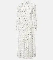 [Alessandra Rich] Alessandra Rich Polka-dot silk midi dress AU 10 white