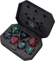 7-Piece Luminous RPG Dice Set - Rechargeable LED Polyhedral Dice with Charging Box for Board Games and Parties
