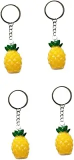 [Hoement] 4pcs Pineapple Keychain Pendant Creative Key Ring Ornament for Bags Phones Fashion Keychain Decor Yellow Occasion