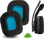 Geekria Comfort Velour Replacement Ear Pads for Astro Gaming A20 Headphones Ear Cushions, Headset Earpads, Ear Cups Cover Repair Parts (Black Blue)