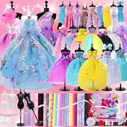 Rulwuck - Fashion Design Kit for Kids, Doll Clothes Making Kit with 4 Mannequins for Crafts, Crafts and Crafts, Gift Toys for Girls Age 6 7 8 9 10 11 12