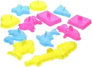 FELTECHELECTR 12Pcs Sand Molds Set Animal and Geometric Molds for Summer Beach Play Kit with Castle Shapes and Tools for Fine Motor Skill Development