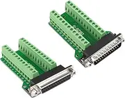 DB25 D-SUB Male and Female Port Breakout Board Connector 25 Pin 2-Row Adapter RS232 Solderless PCB Board to Terminal Block Signal Module Breakout Board with Thumb Screws