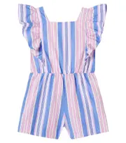 [The New Society] The New Society Chara striped cotton playsuit Y 8 pink