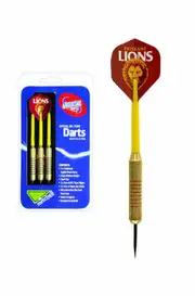 Brisbane Lions AFL Brass Darts 3 X Darts Flights & Shafts In Case