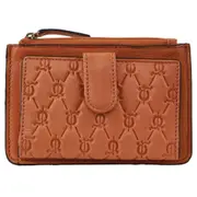 Pierre Cardin Leather Pattern Embossed Pattern Zip Purse Wallet - Apricot