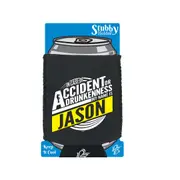 Alcohol In Case Of Accident Or Drunkenness Jason - Funny Novelty Stubby Holder With Base