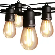 LEDs Outdoor String Lights 14.6m/48ft 15 Bulbs with 3 Bulbs S14 Globe Bulbs MOY