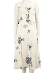 Ecru Floral Pattern Midi Dress