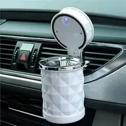 Auto Car Ashtray Portable with Blue LED Light Lighter Ashtray Smokeless Smoking Stand Cylinder Cup Holder White