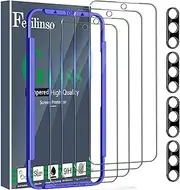 [Ferilinso] 4 Pack Screen Protector for Samsung Galaxy S24 Plus with 4 Pack Tempered Glass Camera Lens Protector Phone Case Friendly Accessories Protector de Pantalla for Samsung S24 Plus 6.7 INCH