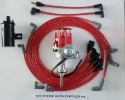 1973-1978 CHRYSLER 440 SMALL Cap HEI Distributor BLACK 45K COIL,Spark Plug Wires